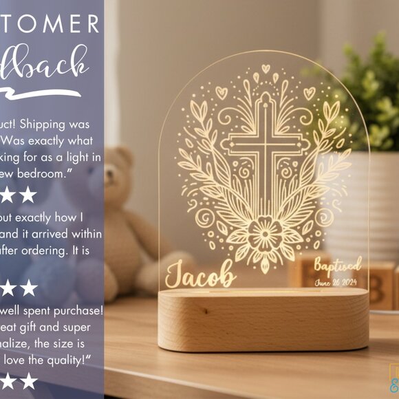 Jesus Christ Night Light – Personalized LED Faith Room Decor - Picture 7 of 8